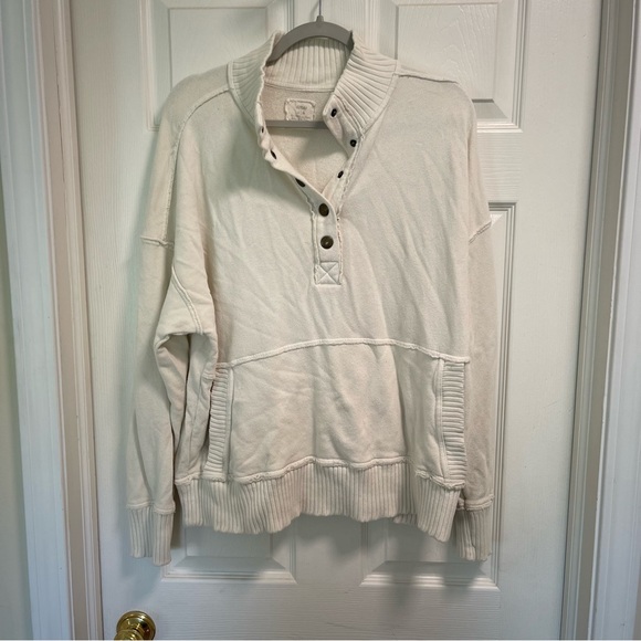 Cream Sweater with Button Collar - Picture 1 of 3